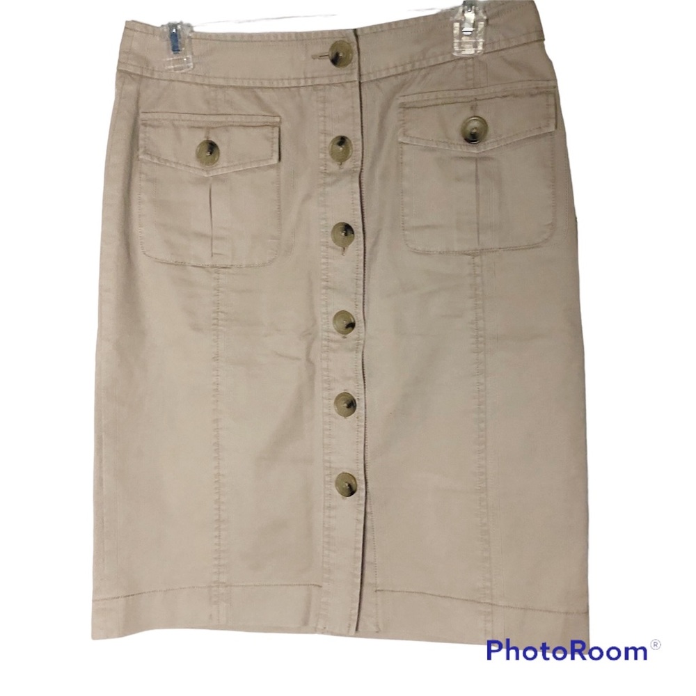 Preppy classic Banana Republic khaki button cotton Utility skirt